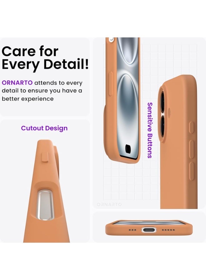 ACLIX Silicone Case Compatible with iPhone 17, Slim Liquid Silicone Phone Case with 3-Layer Soft Rubber Shockproof Bumper with TPU Lining (Retro Orange) - Image 4