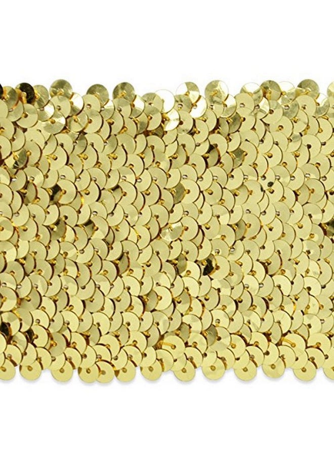 Expo International Trims By The Yard 8 Row Sequin Stretch ; Gold ; (10 Yard Cut)  - Image 2