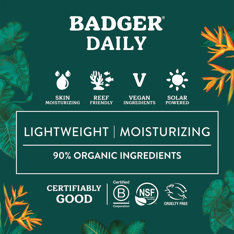 Badger Mineral Daily Sunscreen with Zinc Oxide, SPF 30, Lightweight & Easy to Apply w/No White Cast, Moisturizing Organic Sunscreen, Reef Safe, Vegan, Unscented, 4 fl oz, 2-Pack - Image 3