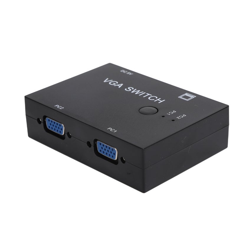 محول VGA صندوق تبديل VGA بمدخلين ومخرج واحد - يدعم VGA وXVGA وSVGA وUXGA - محول فيديو بثلاثة ثقوب VGA قياسية داخلية لإعدادات الأمان - Image 2