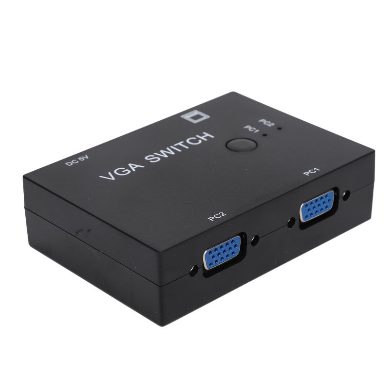 محول VGA صندوق تبديل VGA بمدخلين ومخرج واحد - يدعم VGA وXVGA وSVGA وUXGA - محول فيديو بثلاثة ثقوب VGA قياسية داخلية لإعدادات الأمان - Image 1
