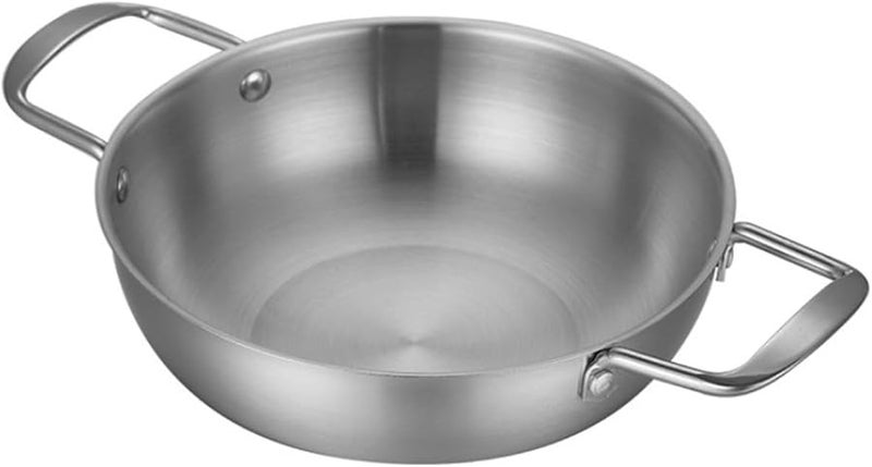 Stainless Steel Paella Pan 28cm Double Handle Stovetop Oven Safe Mirror Polished - Image 2