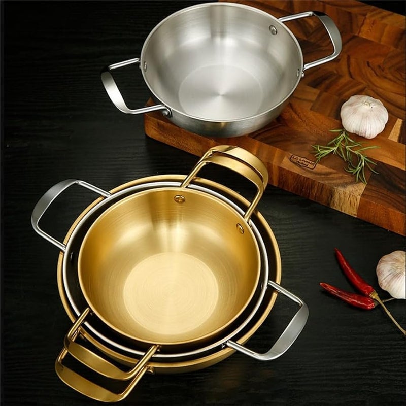 Stainless Steel Paella Pan 28cm Double Handle Stovetop Oven Safe Mirror Polished - Image 3