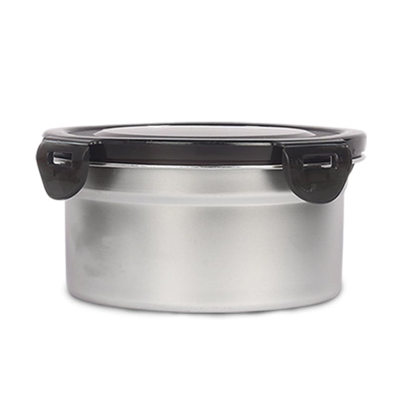 Femora Lunch Box High Steel Round Heavy Duty Airtight Leakproof Unbreakable Storage Container With Lock Lid Lunch Box For Office-College-School, Lunch Box - 350 Ml / 12 Oz, Silver - Image 3