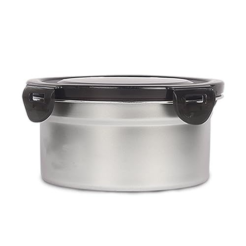 Femora Lunch Box High Steel Round Heavy Duty Airtight Leakproof Unbreakable Storage Container With Lock Lid Lunch Box For Office-College-School, Lunch Box - 350 Ml / 12 Oz, Silver - Image 1