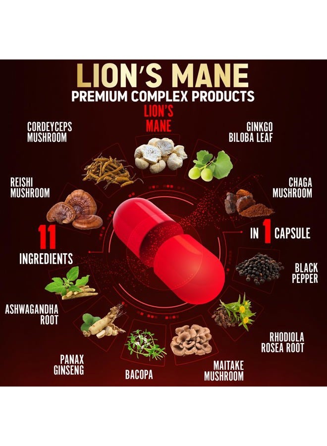 Zolotus 2 Packs 90 Capsules Lions Mane Mushroom Supplement, 6 Month Supply with Cordeyceps, Reishi, Ashwagandha, Focus, Memory and Brain Support Supplement, Immune Support, Energy Pills  - Image 3