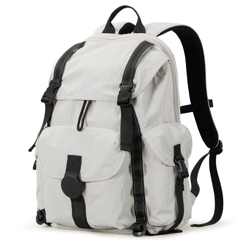 mixi Travel Backpack for Women Men, 18 Inch Carry On Laptop Backpack Flight Approved fits 16'' Laptop, Lightweight Waterproof Hiking Backpack Travel Outdoor Business Casual Daypack, Light Gray - Image 1