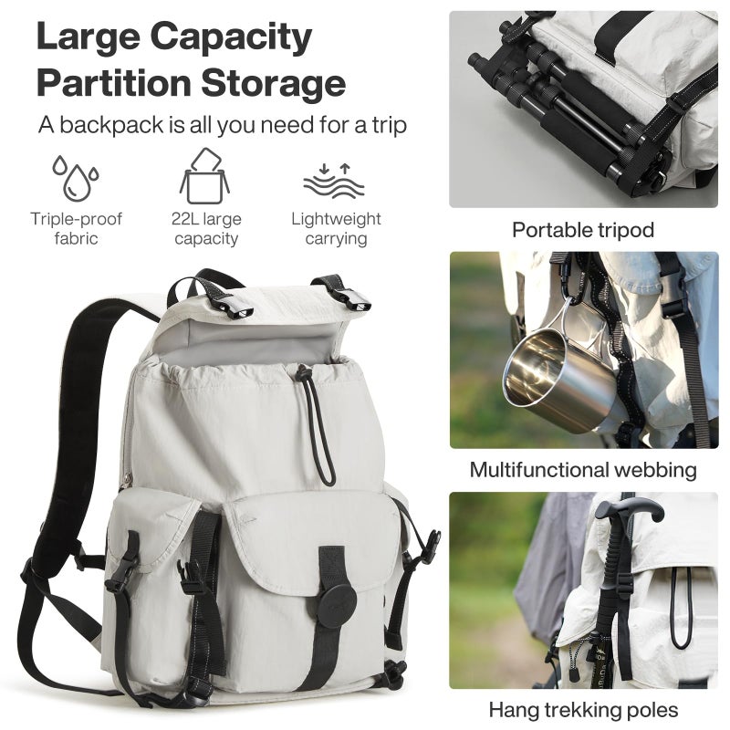 mixi Travel Backpack for Women Men, 18 Inch Carry On Laptop Backpack Flight Approved fits 16'' Laptop, Lightweight Waterproof Hiking Backpack Travel Outdoor Business Casual Daypack, Light Gray - Image 2