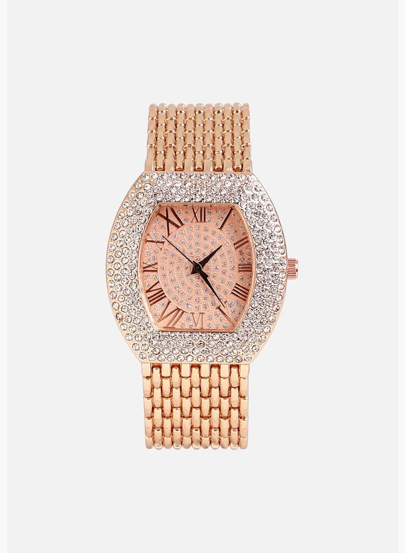 Haute Sauce Stainless Steel Strap Casual Oblong Analog Watch For Women