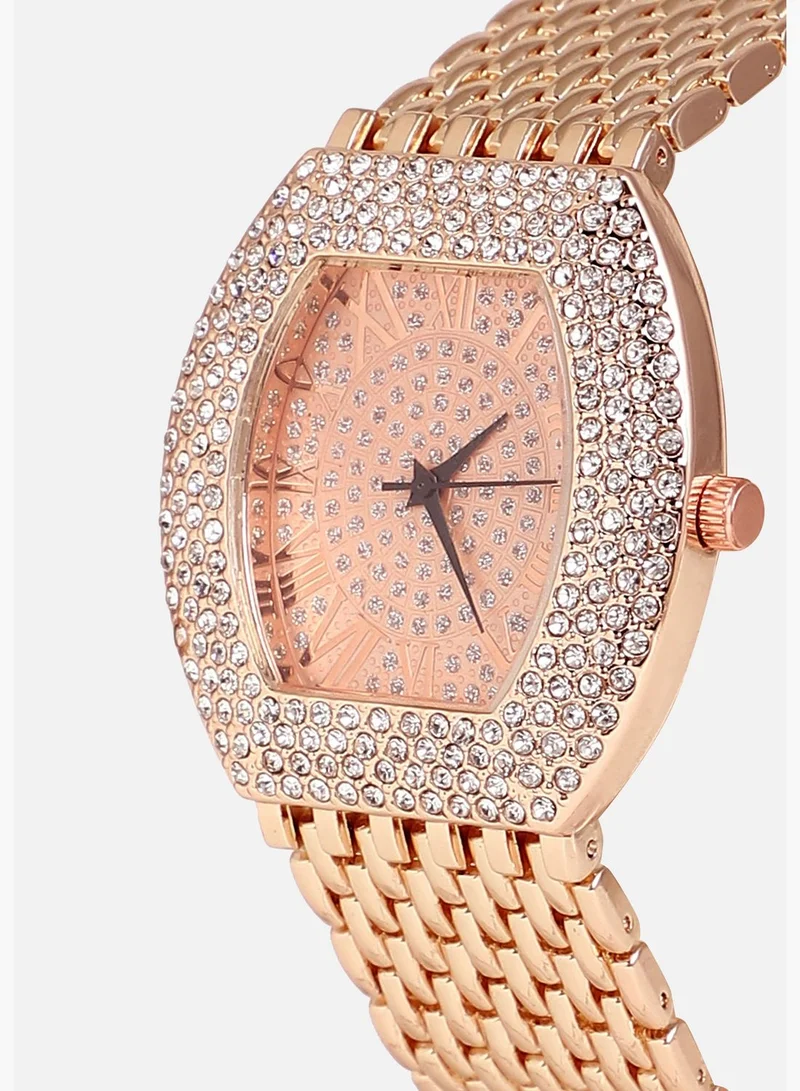 Haute Sauce Stainless Steel Strap Casual Oblong Analog Watch For Women