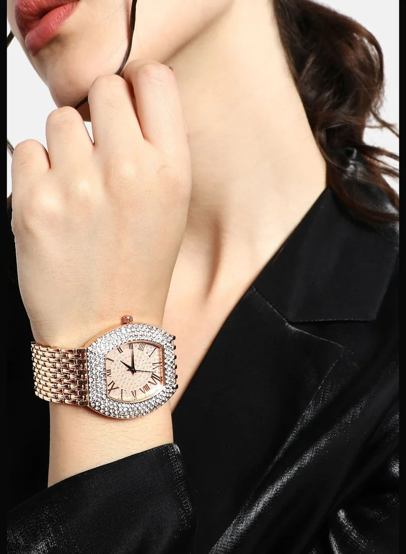 Haute Sauce Stainless Steel Strap Casual Oblong Analog Watch For Women