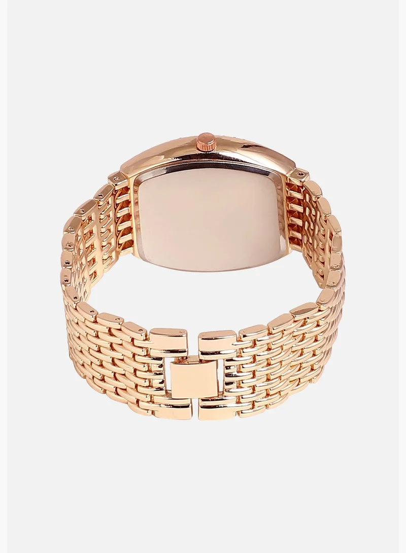 Haute Sauce Stainless Steel Strap Casual Oblong Analog Watch For Women