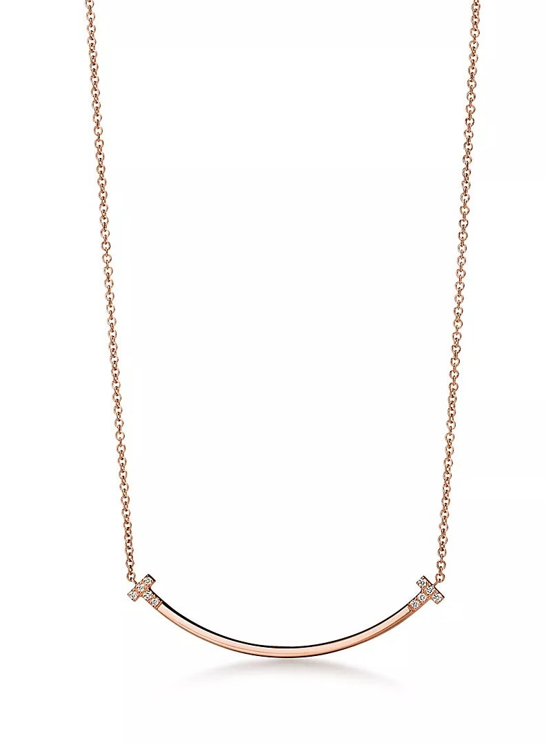 تيفاني اند كو قلادة تيفاني تي سمايل الصغيرة من الذهب الوردي والألماس - Image 1