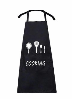 Excefore Adjustable Aprons for Women Men Couple Waterproof with 2 Pockets for Cute Apron Kitchen Cooking BBQ Waterdrop Resistant and Oil Proof Baking (Black, Pack of 2)  - Image 1