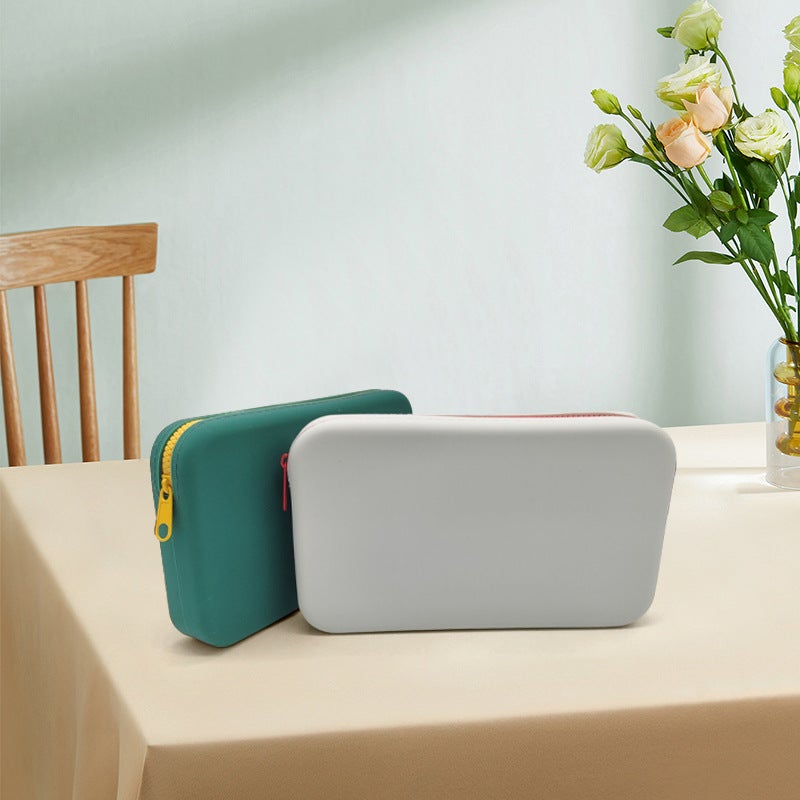 Large-Capacity Square Silicone Cosmetics Storage Bag, Toiletry Storage Bag, High-Value Digital Wholesale Storage(Green No Lanyard, 200*120*30mm) - Image 5