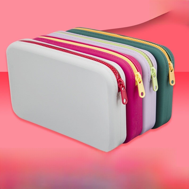 Large-Capacity Square Silicone Cosmetics Storage Bag, Toiletry Storage Bag, High-Value Digital Wholesale Storage(Green No Lanyard, 200*120*30mm) - Image 2