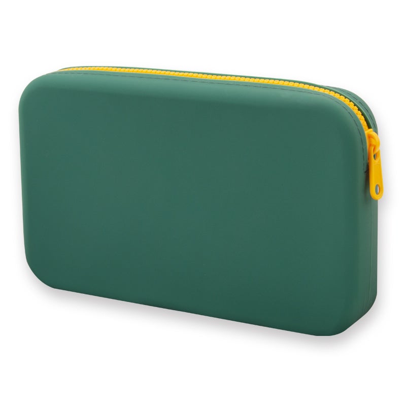 Large-Capacity Square Silicone Cosmetics Storage Bag, Toiletry Storage Bag, High-Value Digital Wholesale Storage(Green No Lanyard, 200*120*30mm) - Image 1