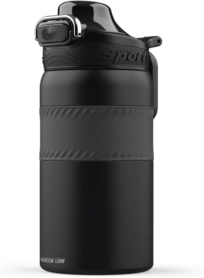 GreenLion Green Lion Athelete Thermal Bottle, Double Wall Vacuum Insulation, PP Food Grade Lid, 12hrs keep Warm, 14hrs Keep cool, 550ml, Non-Slip Grip (Black)