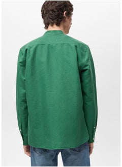 Mango Man Mao Collar Linen Shirt  - Image 2