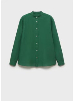 Mango Man Mao Collar Linen Shirt  - Image 5