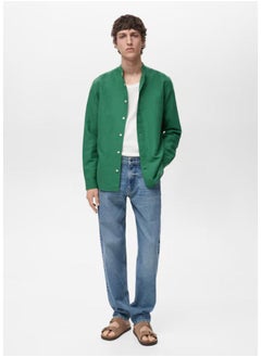 Mango Man Mao Collar Linen Shirt  - Image 4