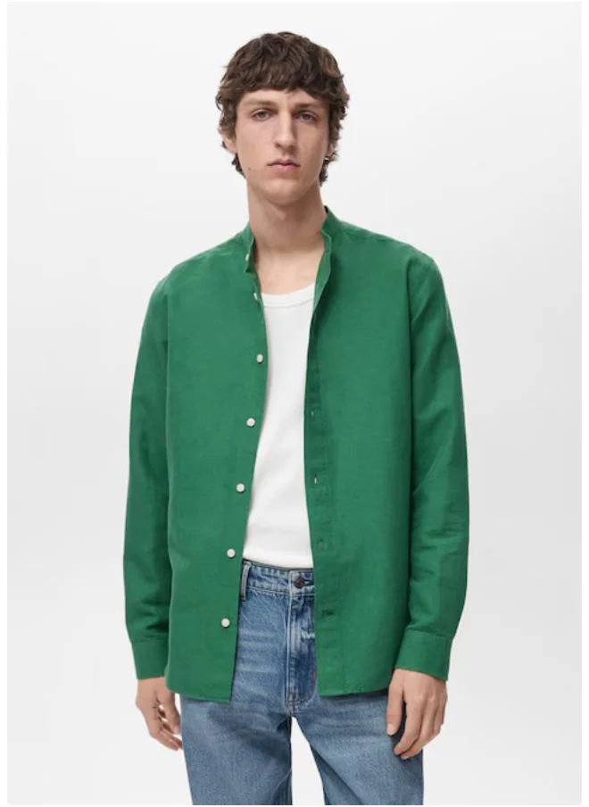 مانجو مان Mao Collar Linen Shirt