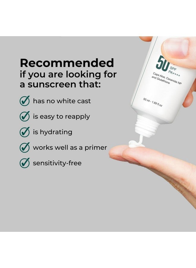 P.CALM Water Barrier Moisturizing Sun Cream Mattefinish No White Cast Spf 50+ Pa++++ Vegan Calming Moisture Daily Sunscreen For Dry Oily Sensitive Skin Korean Skincare 1.7 Fl Oz  - Image 5