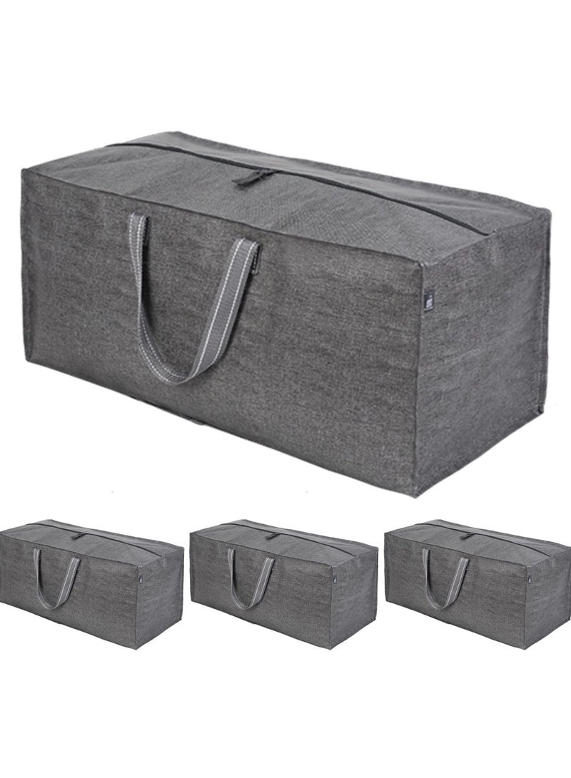 4 Pack Heavy Duty Extra Large Moving Bags W/Backpack Straps Strong Handles & Zippers, Storage Totes for Space Saving, Fold Flat, Alternative to Moving Box (Gray, 4 Pack)