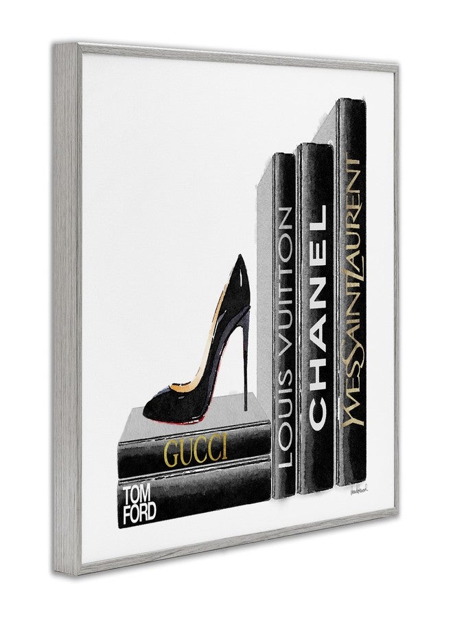 Stupell Industries High Fashion Black Book Shelf with Stilettos Heel Grey Framed Wall Art, 16 x 20, Design by Artist Amanda Greenwood - Image 3