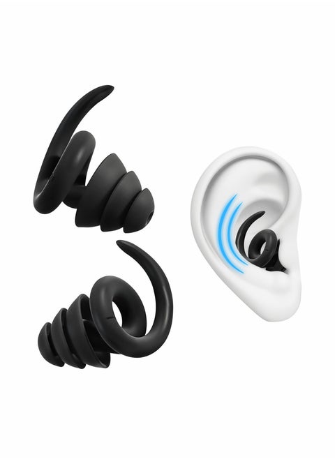 Ear Plugs for Sleeping Noise Cancelling, Reusable and Washable Silicone Earplugs for Noise Reduction, Sound Blocking Ear Plugs for Sleep, Concert, Snoring, Work, Swimming, Shooting Range (Black)