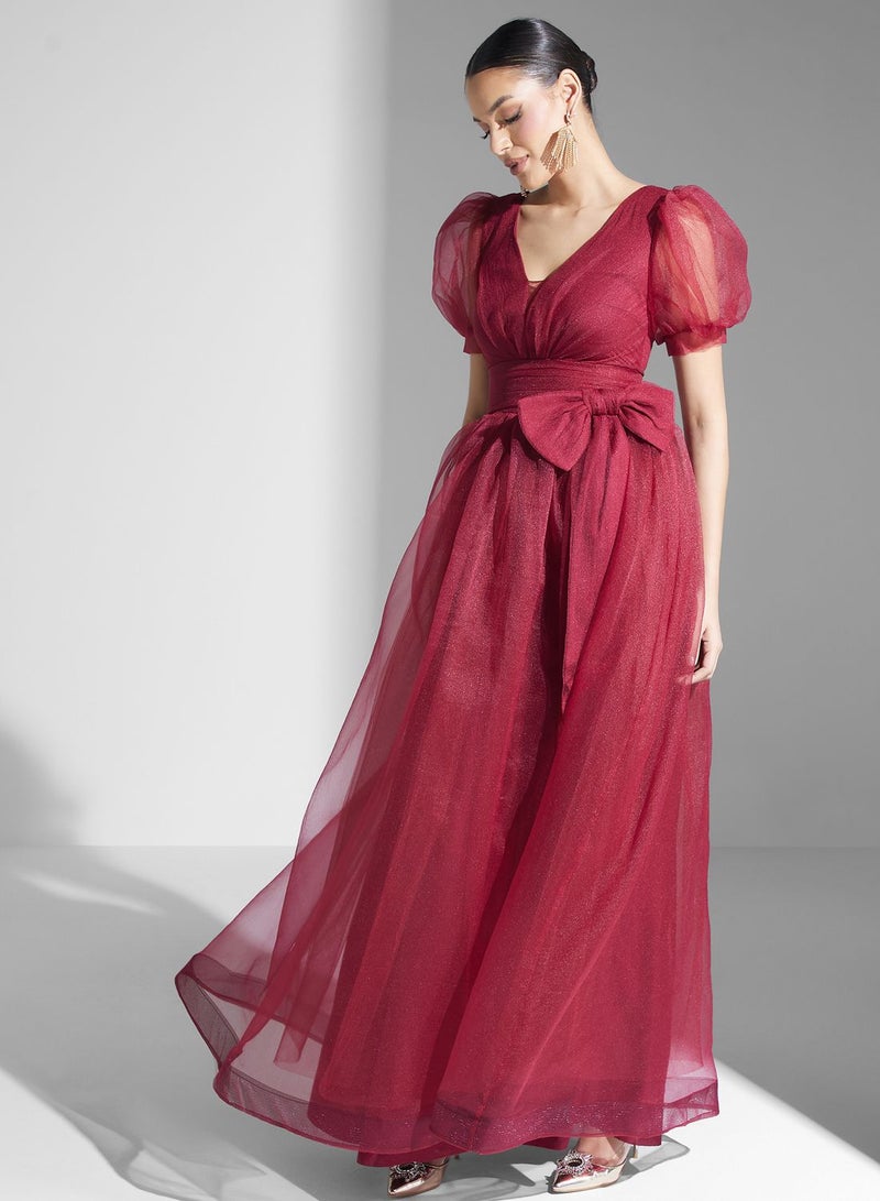 Khizana Tulle Bow Maxi Dress - Image 1