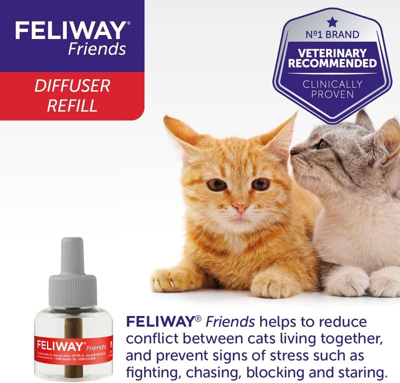 Feliway Friends 30 Day Refill (Value 3 pack), helps to reduce conflict in multi-cat households, helping cats get along better - 48ml x3,Packaging may vary - Image 2