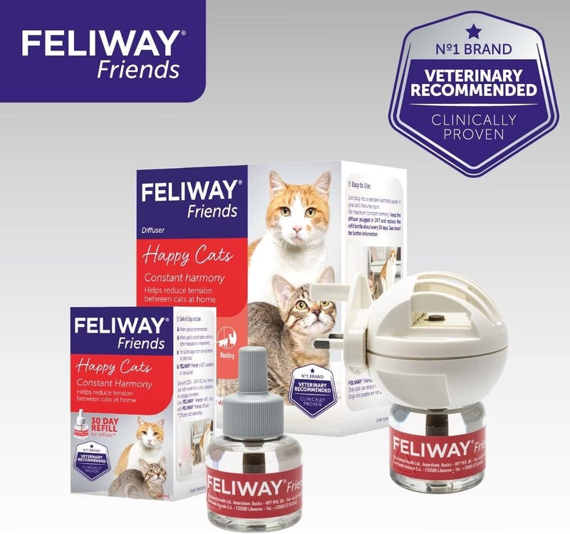 Feliway Friends 30 Day Refill (Value 3 pack), helps to reduce conflict in multi-cat households, helping cats get along better - 48ml x3,Packaging may vary - Image 4