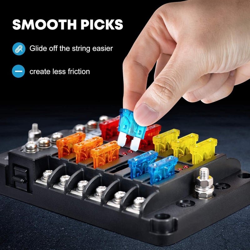 Kohree 12-Way 12V Blade Fuse Block, 12 Volt Automotive Fuse Box Holder Waterproof with Negative Bus 5A 10A 15A 20A Fuse Panel LED Indicator for Auto, RV, Car, Boat, Marine, Truck - Image 2