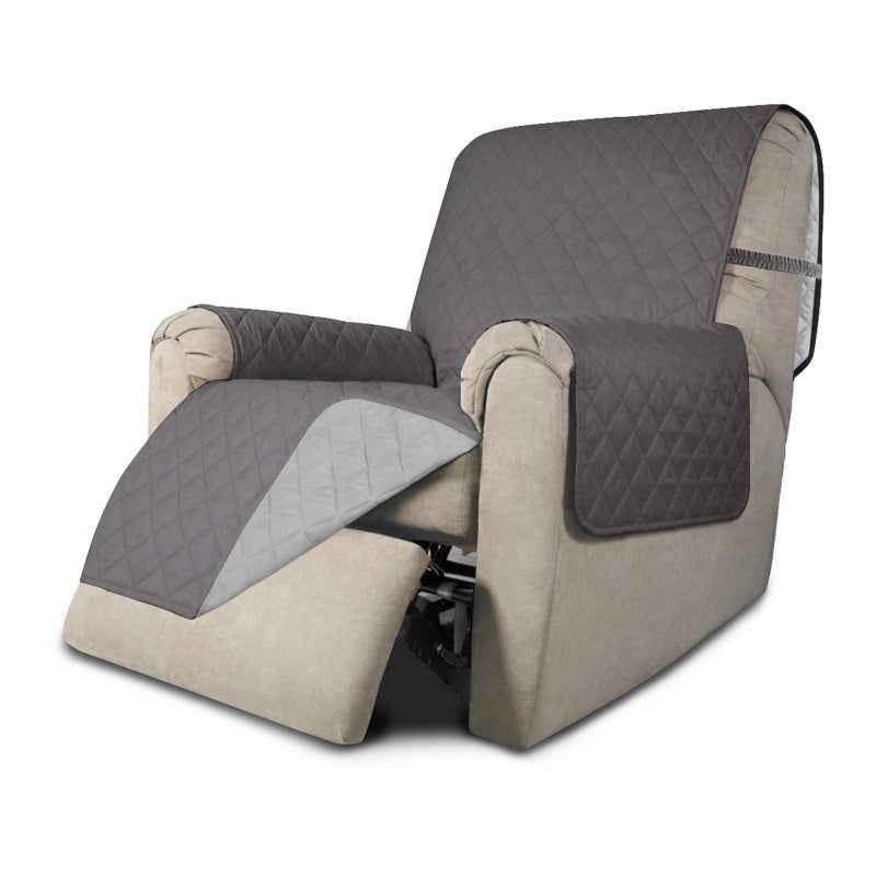 EasyGoing Recliner Sofa Slipcover Reversible Sofa Cover Water Resistant Couch Cover Furniture Protector with Elastic Straps for Pets Kids Children Dog Cat Recliner GrayLight Gray