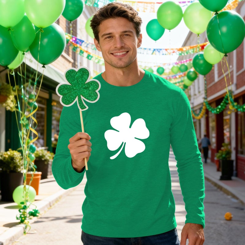 Prelike Powers St Patricks Day Shirt Men Long Sleeve T-Shirt Lucy Shamrock Irish Crewneck Tops - Image 4