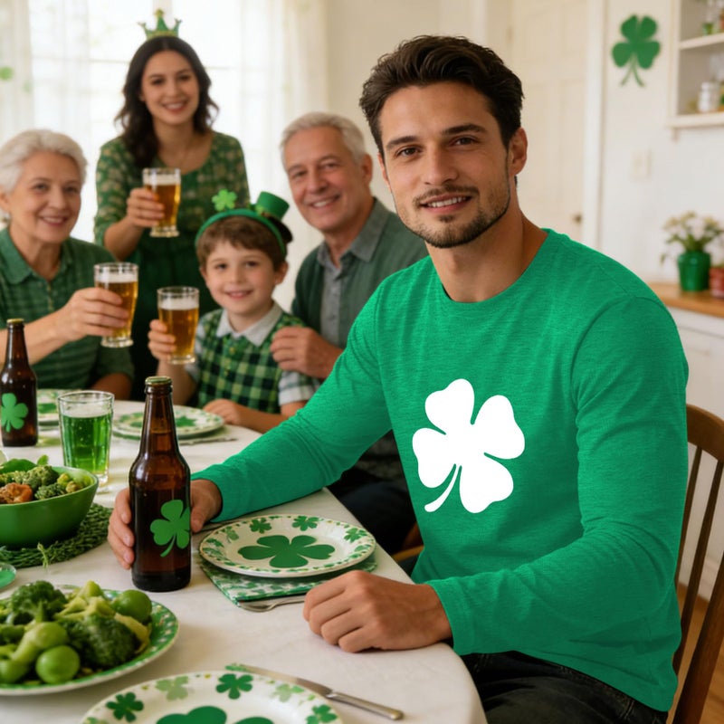Prelike Powers St Patricks Day Shirt Men Long Sleeve T-Shirt Lucy Shamrock Irish Crewneck Tops - Image 2