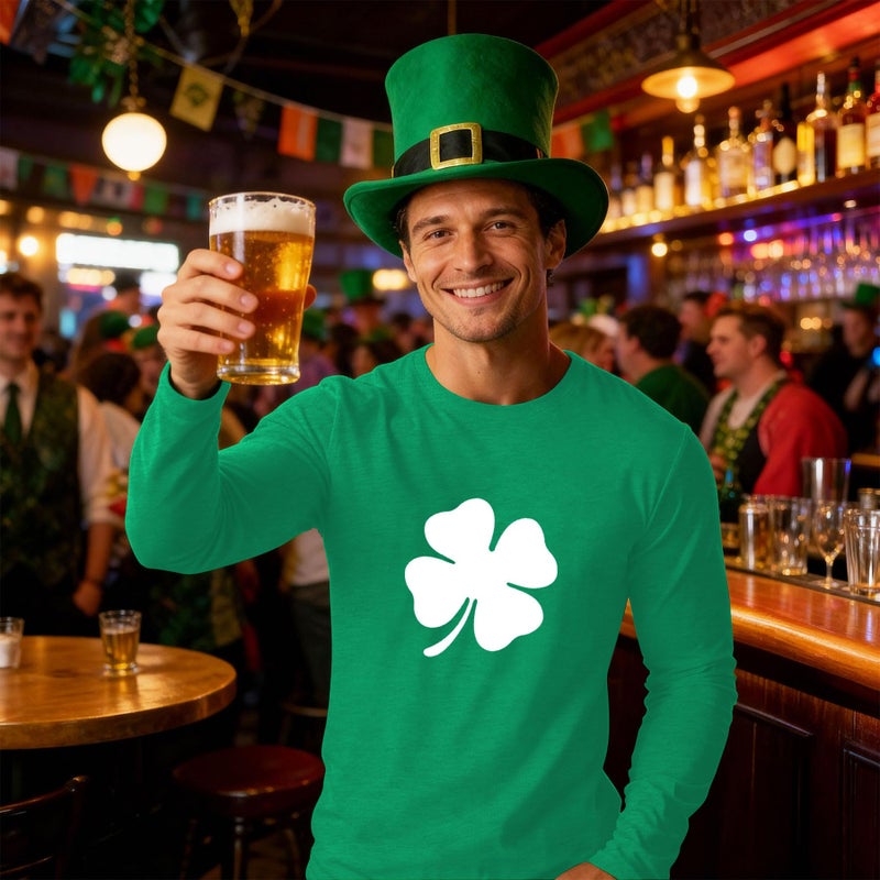 Prelike Powers St Patricks Day Shirt Men Long Sleeve T-Shirt Lucy Shamrock Irish Crewneck Tops - Image 3