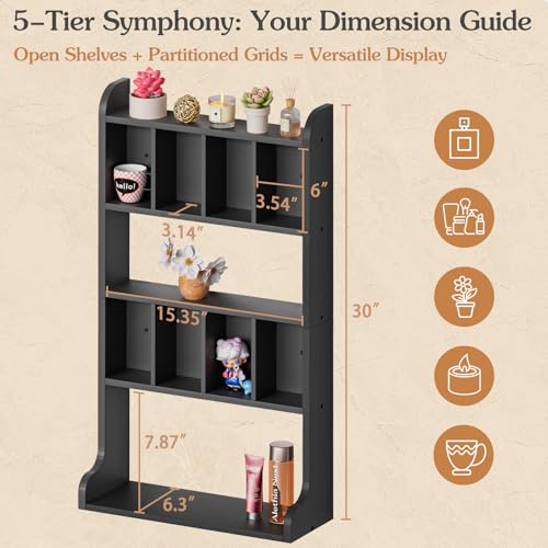 Keebofly Perfume Organizer Wall Mount & Large Cologne Display Case - Wooden Multi-Tier Trinket Shelf for Fragrances, Collectibles, Figures, Miniatures, Cosmetics and Shot Glasses,Black - Image 4
