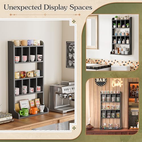 Keebofly Perfume Organizer Wall Mount & Large Cologne Display Case - Wooden Multi-Tier Trinket Shelf for Fragrances, Collectibles, Figures, Miniatures, Cosmetics and Shot Glasses,Black - Image 5