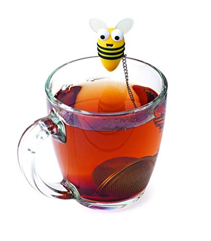 Joie Bumble Bee Tea Ball Infuser, Steep and Strain Loose Leaf Tea, Securely Sits on Side of Mug, Cute Bee Design, Stainless Steel, BPA-Free