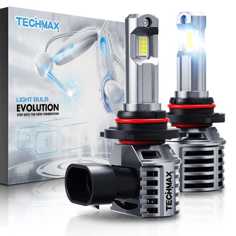 TECHMAX 9005 Light Bulb, HB3 9005 Fog Light Bulb w/Fan 600% Bright 6500K Wireless Direct Insertion Plug and Play, Pack of 2 - Image 1