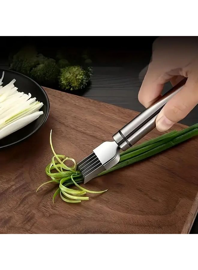 1pc Stainless Steel Vegetable Slicer For Onions Garlic Tomatoes Kitchen Prep Gadget - Image 4