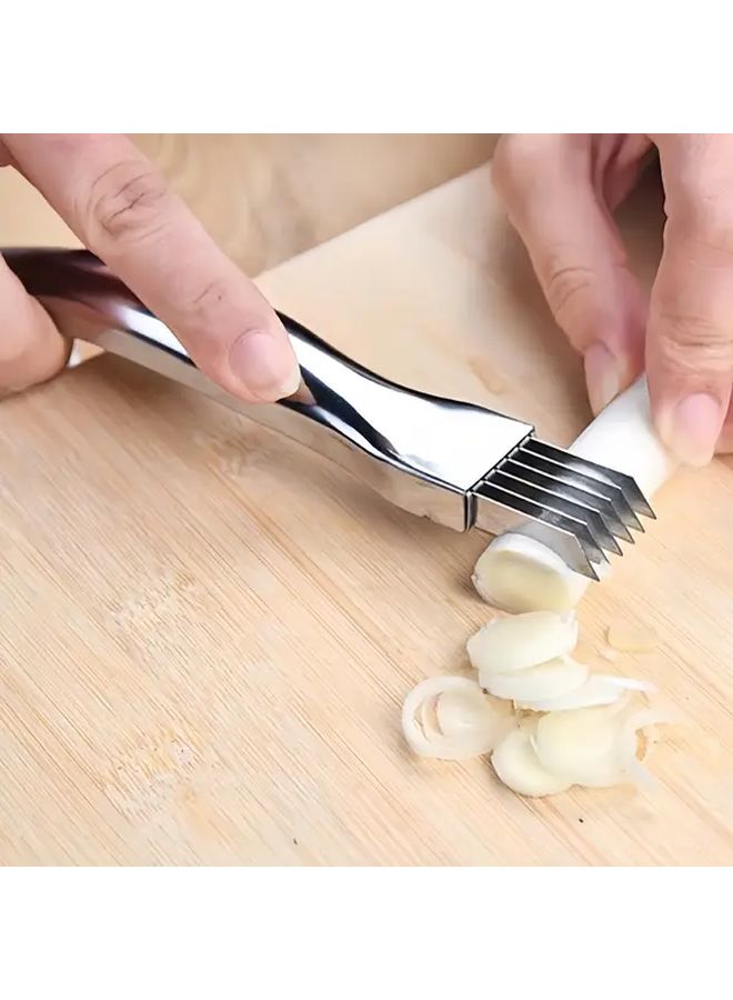 1pc Stainless Steel Vegetable Slicer For Onions Garlic Tomatoes Kitchen Prep Gadget - Image 2