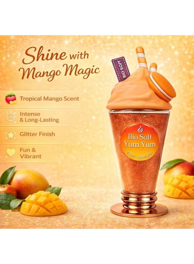 بيو سوفت معطر للجسم، عطر الجسم يم يم مع لمعان وبريق لبشرة متألقة، رائحة منعشة تدوم طويلاً، تصميم آيس كريم، للنساء، 200 مل (مانجو، موديل - BS-IC-8) - Image 2