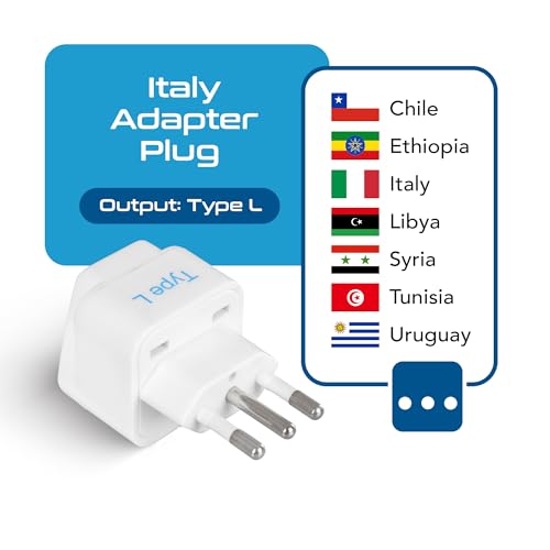 Ceptics India to Italy, Libya, Chile & More (Type L) Travel Adapter Plug - CE Certified - RoHS Compliant - 2 Pack (GP-12A-2PK) - Image 2