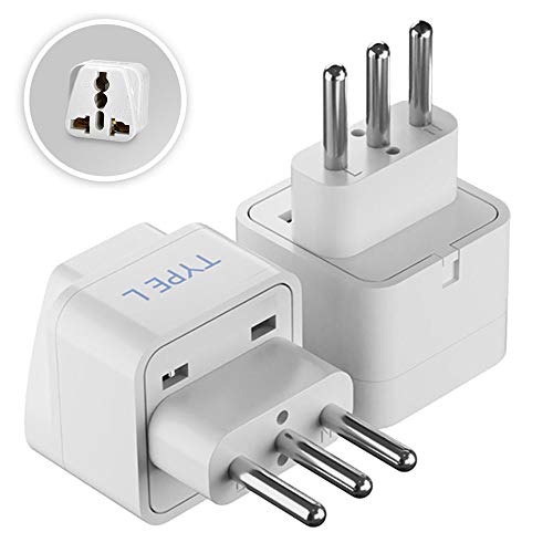 Ceptics India to Italy, Libya, Chile & More (Type L) Travel Adapter Plug - CE Certified - RoHS Compliant - 2 Pack (GP-12A-2PK) - Image 1