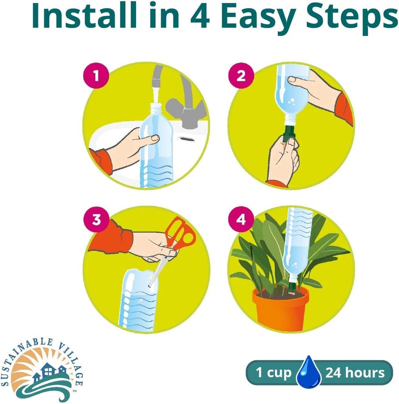 Blumat Plant Watering Device - Easy XL Self Watering Planter Insert for Indoor Plants - Bottle Adapter - Prevents Overwatering and Underwatering for Healthy Growth - 4 Pack - Image 3