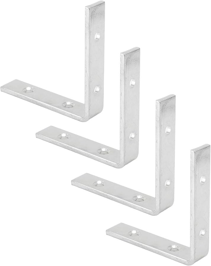Heavy Duty Galvanized Iron L Bracket Corner Braces 4pcs For Furniture Support - Image 3