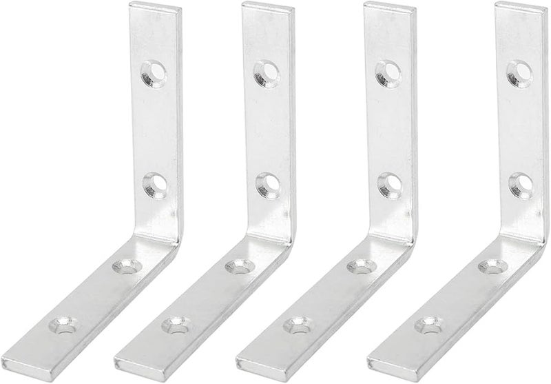Heavy Duty Galvanized Iron L Bracket Corner Braces 4pcs For Furniture Support - Image 1